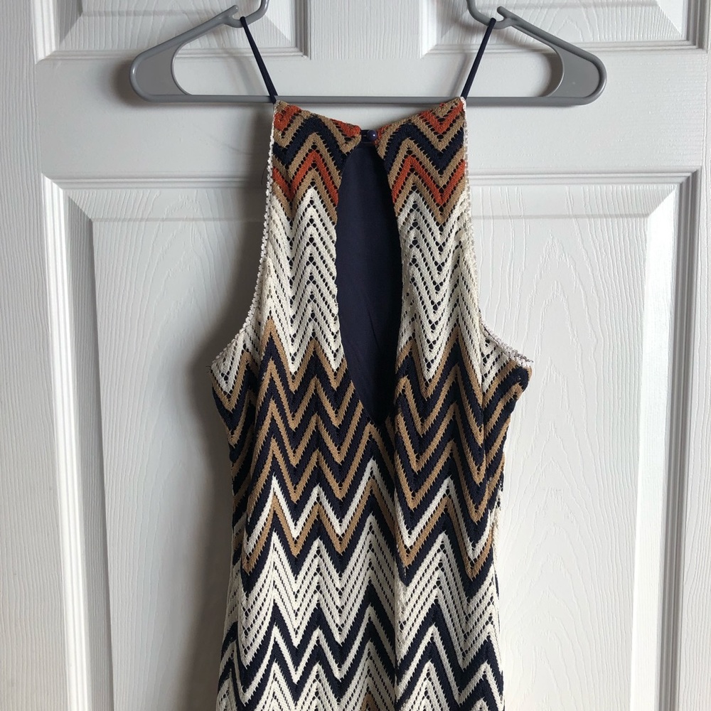 Chevron Knit Midi Dress in Navy, Cream & Rust - Picture 5 of 8
